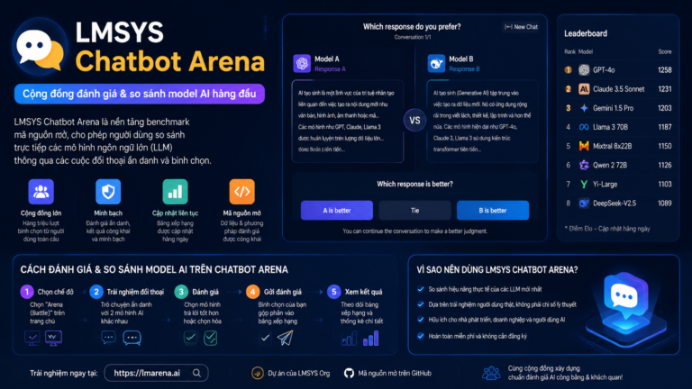 LMSYS Chatbot Arena là gì? Cách đánh giá và so sánh model AI bằng benchmark LLM - LMSYS Chatbot Arena, bảng xếp hạng model AI, benchmark LLM