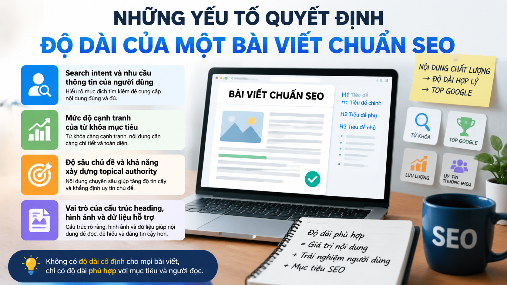 Những yếu tố quyết định độ dài của một bài viết chuẩn SEO - cách đặt tiêu đề SEO