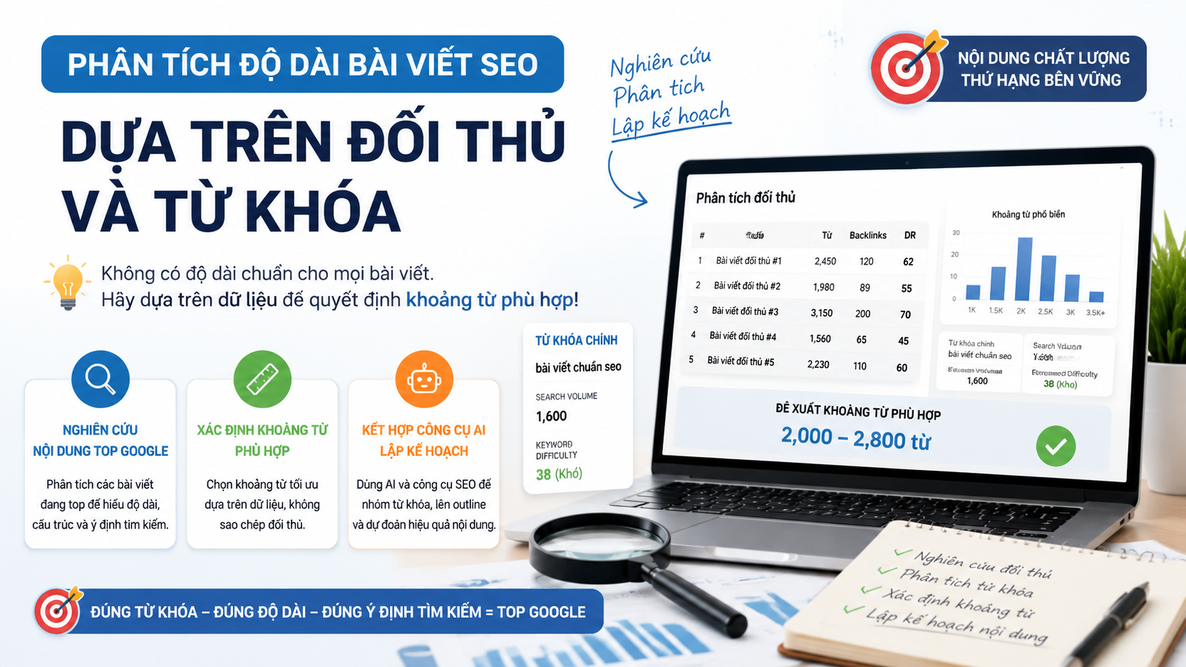 Phân tích độ dài bài viết SEO dựa trên đối thủ và từ khóa - cách đặt tiêu đề SEO