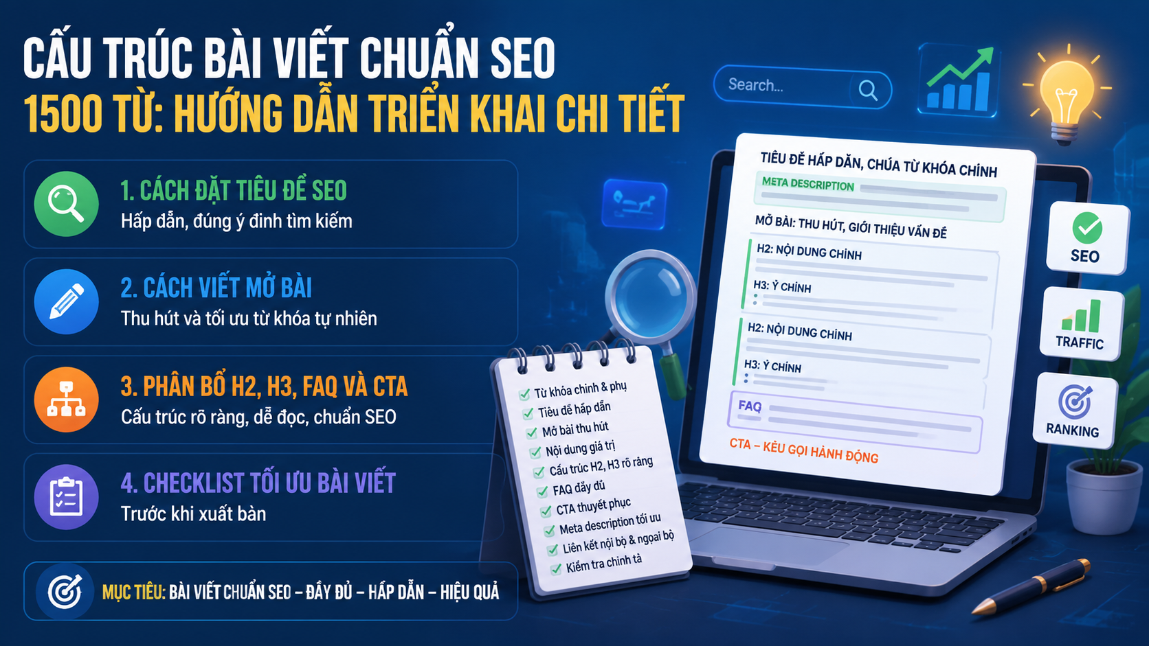Cấu trúc bài viết chuẩn SEO 1500 từ: Hướng dẫn triển khai chi tiết - cách đặt tiêu đề SEO