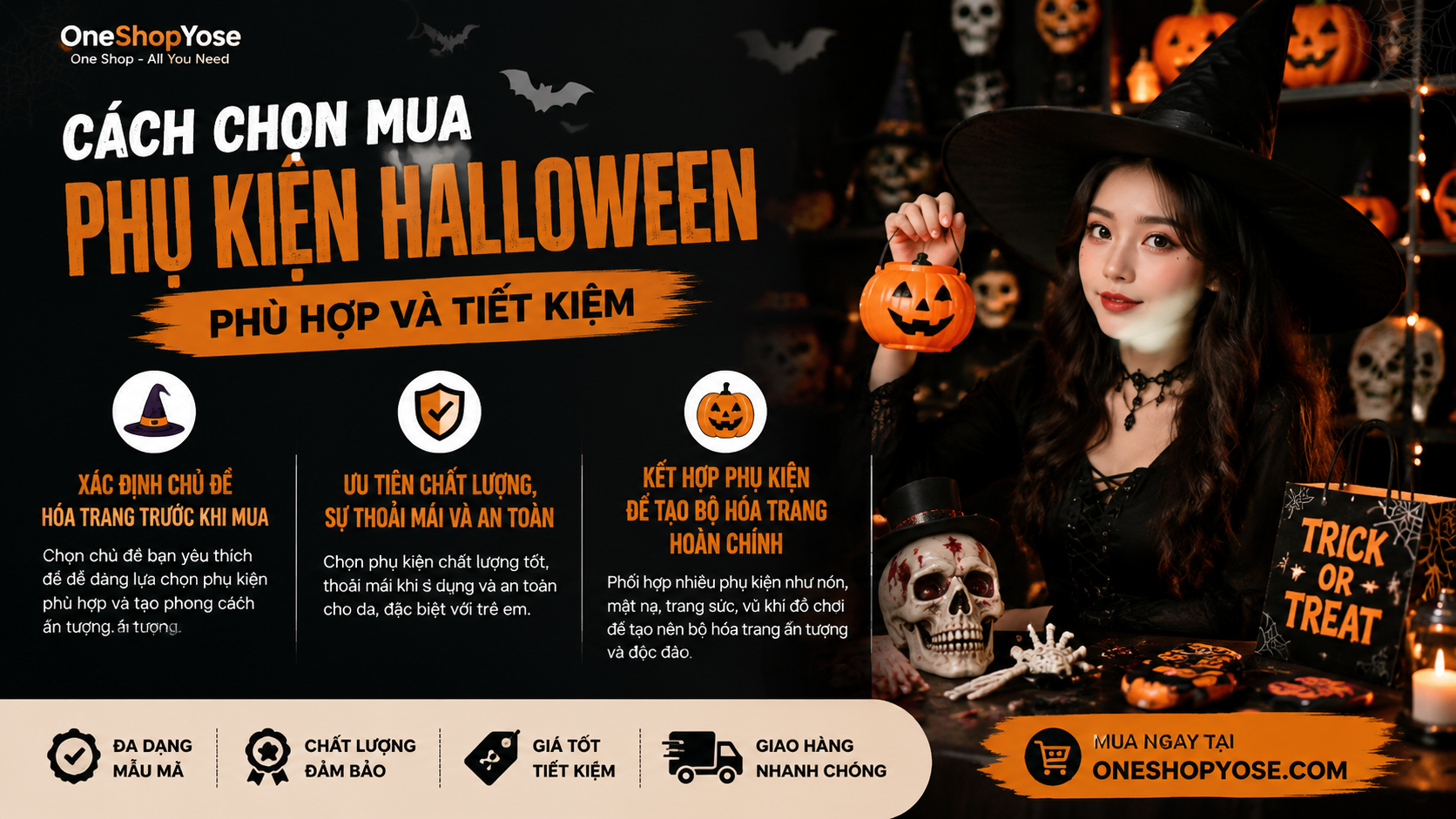 Cách chọn mua phụ kiện Halloween phù hợp và tiết kiệm - mua phụ kiện Halloween, đồ hóa trang Halloween