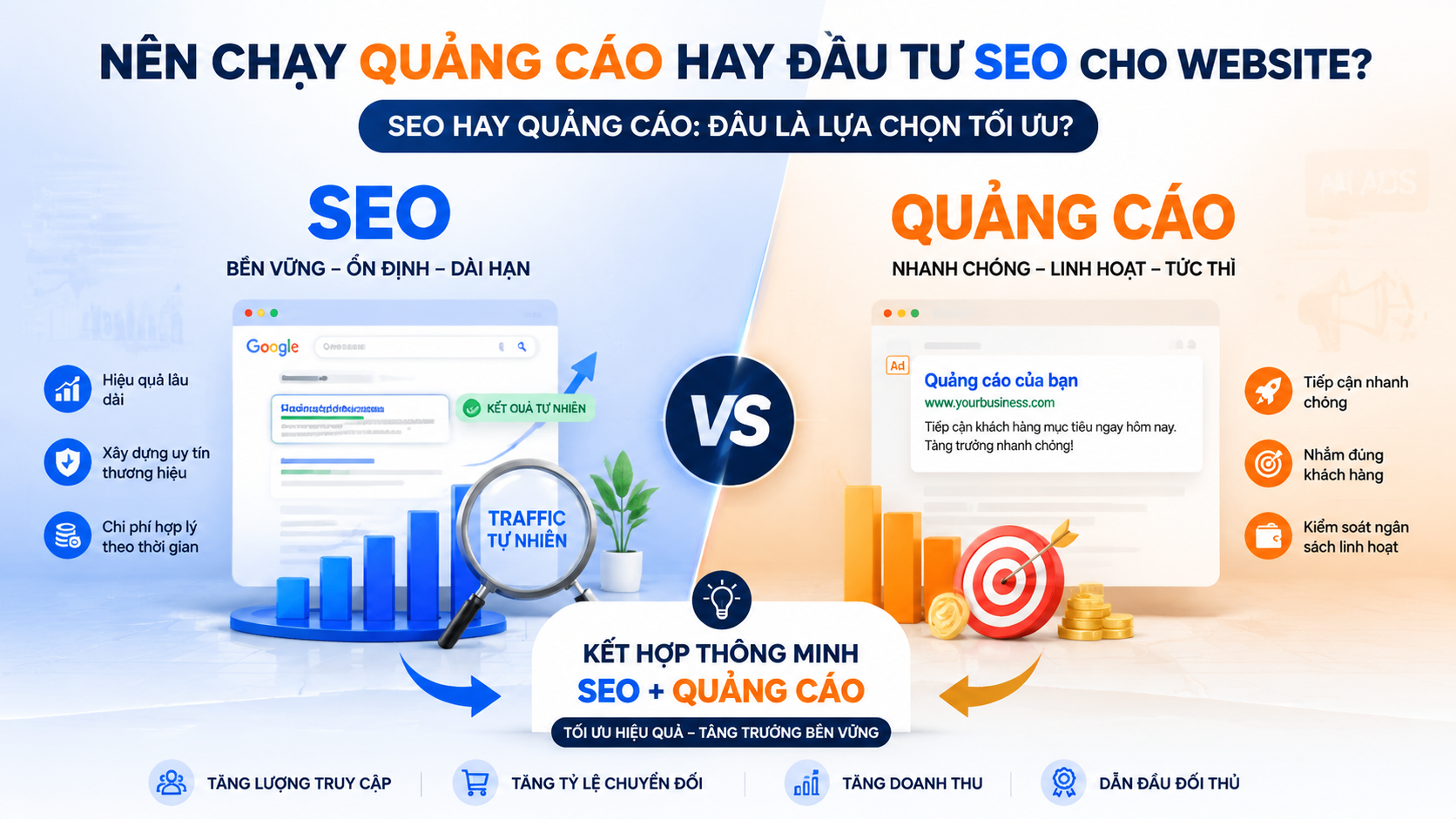 Nên chạy quảng cáo hay đầu tư SEO cho website? SEO hay quảng cáo: Đâu là lựa chọn tối ưu? - SEO hay quảng cáo