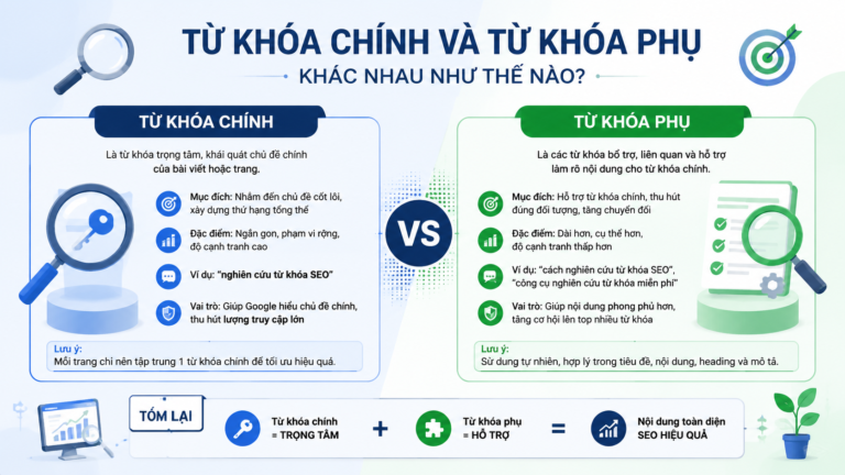 Nghiên cứu từ khóa SEO: Từ khóa chính và từ khóa phụ khác nhau như thế nào? - nghiên cứu từ khóa SEO