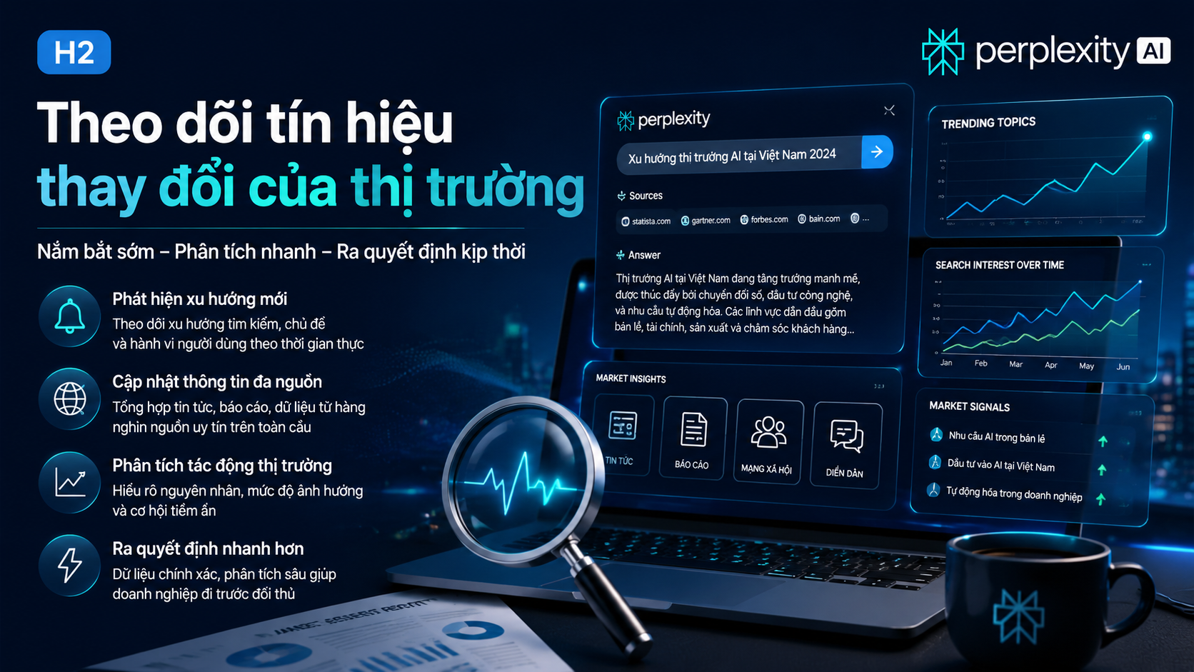 Theo dõi tín hiệu thay đổi của thị trường Theo dõi tín hiệu thay đổi của thị trường - Perplexity AI doanh nghiệp, AI nghiên cứu thị trường, AI competitive research