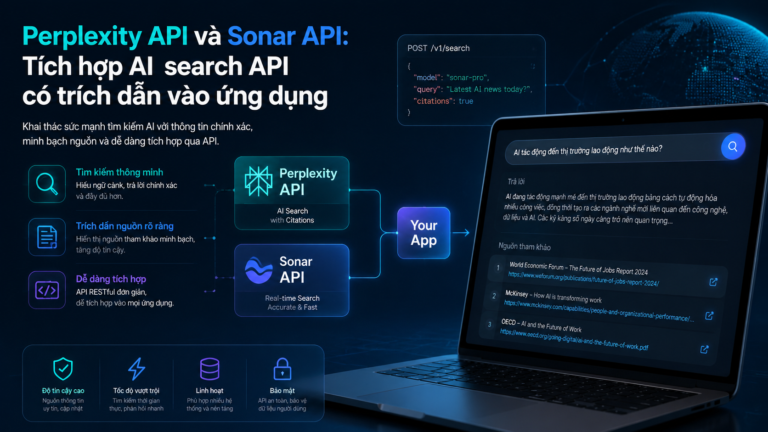 Perplexity API và Sonar API: Tích hợp AI search API có trích dẫn vào ứng dụng - Perplexity API, Sonar API, AI search API