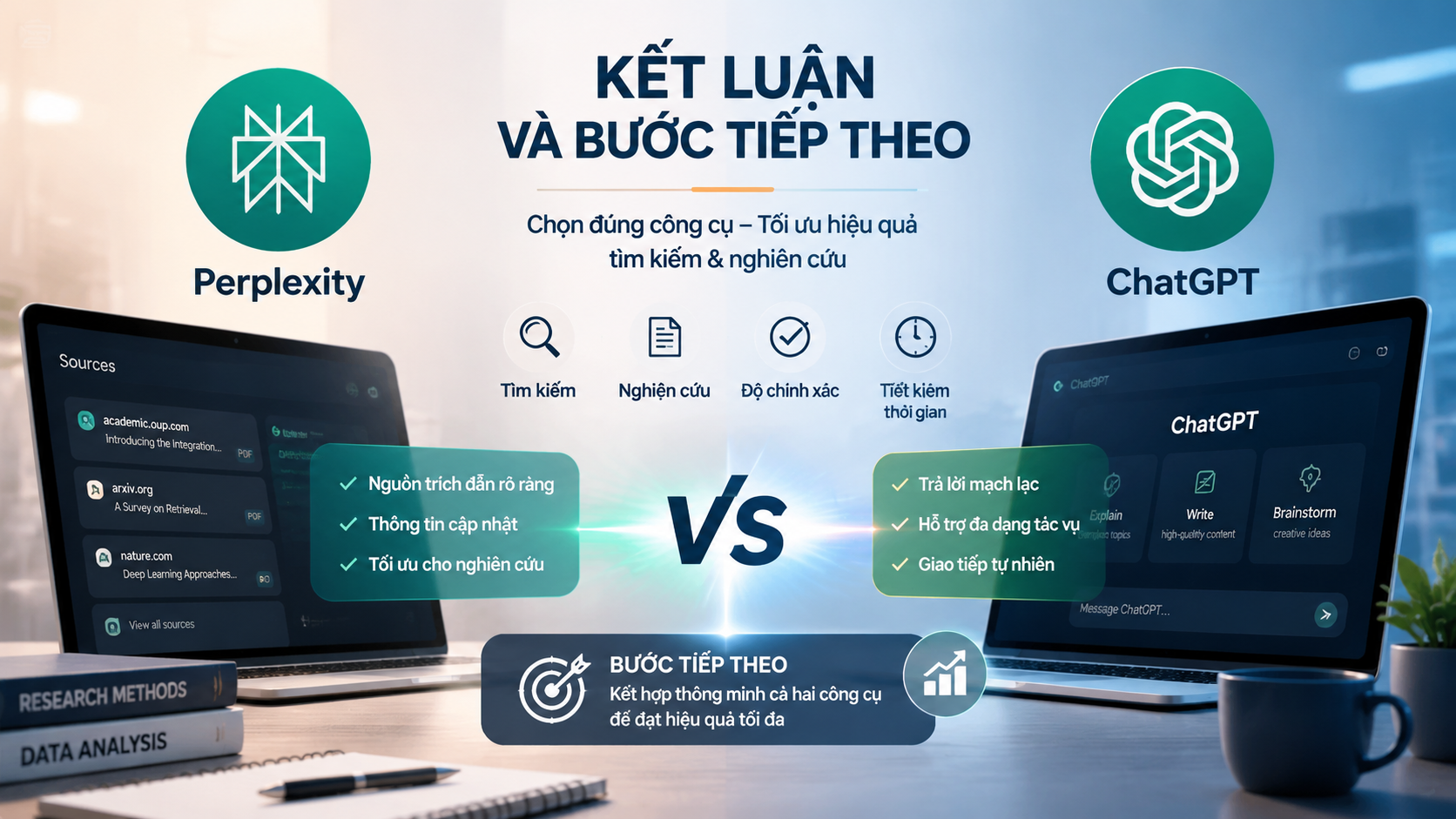 Kết luận và bước tiếp theo - Perplexity vs ChatGPT, so sánh Perplexity ChatGPT