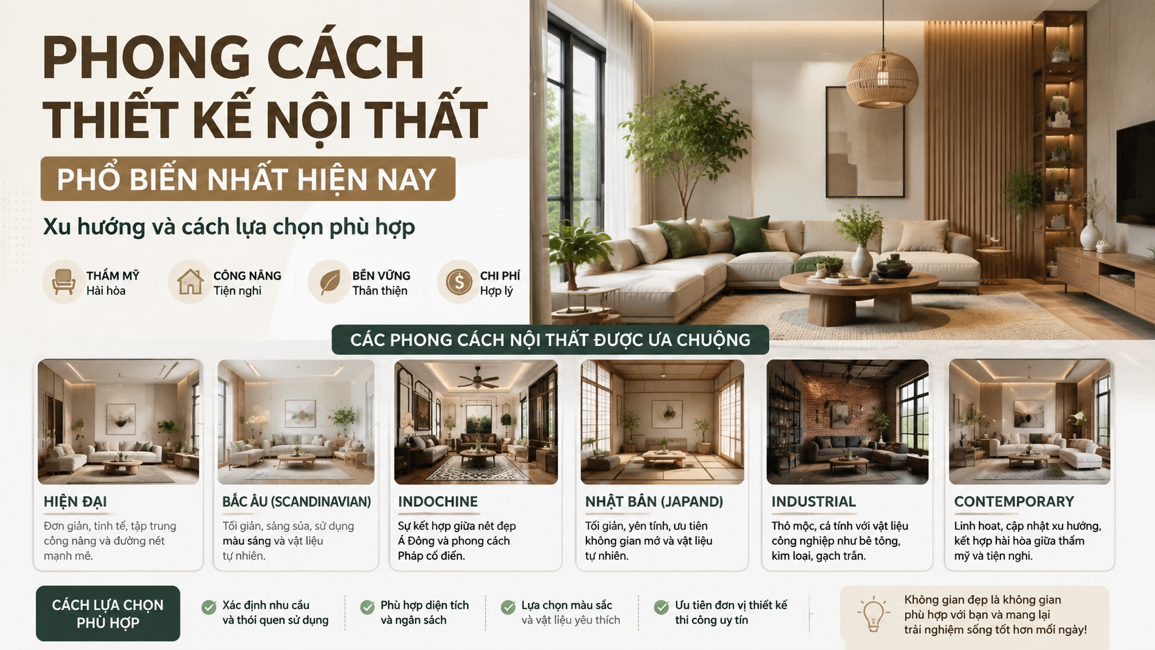 Phong cách thiết kế nội thất phổ biến nhất hiện nay: Xu hướng và cách lựa chọn phù hợp - Phong cách thiết kế nội thất