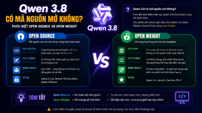 Qwen 3.8 có mã nguồn mở không? Phân biệt open source và open weight - Qwen 3.8 open source