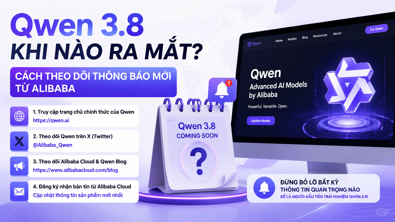 Qwen 3.8 khi nào ra mắt? Cách theo dõi thông báo mới từ Alibaba - Qwen 3.8 khi nào ra mắt