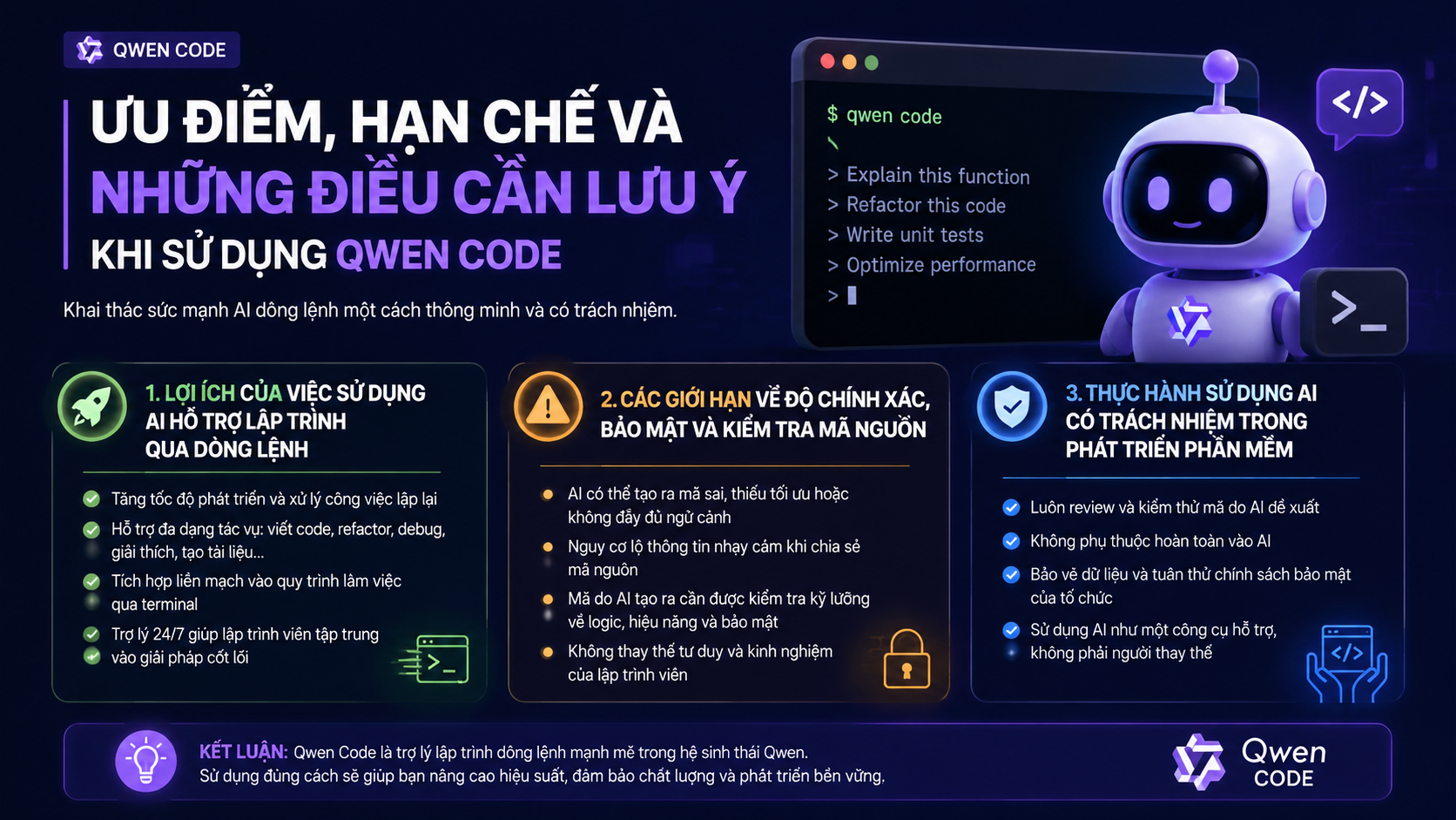Ưu điểm, hạn chế và những điều cần lưu ý khi sử dụng Qwen Code - Qwen Code