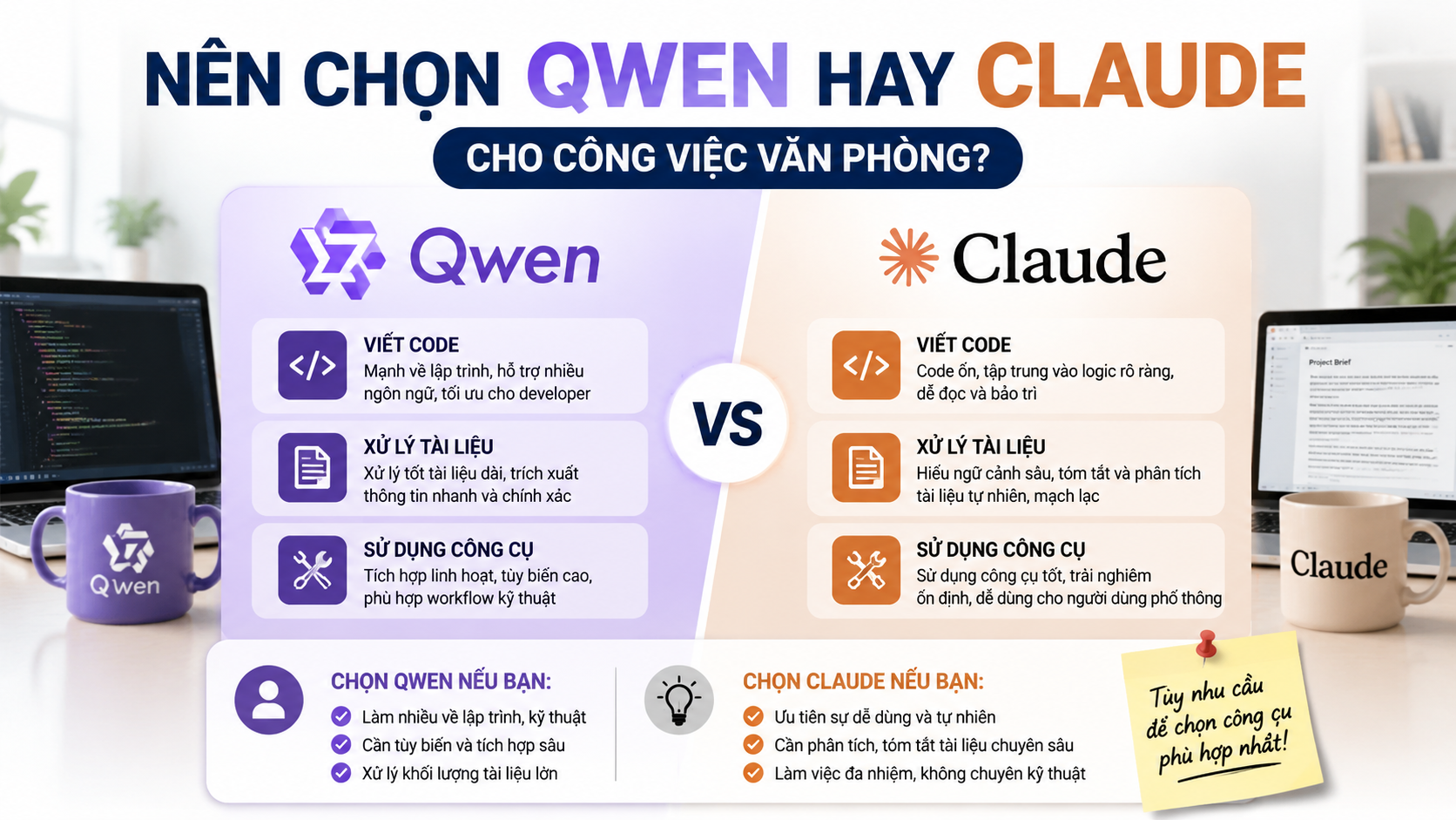 Nên chọn Qwen hay Claude cho công việc văn phòng? - Qwen vs Claude