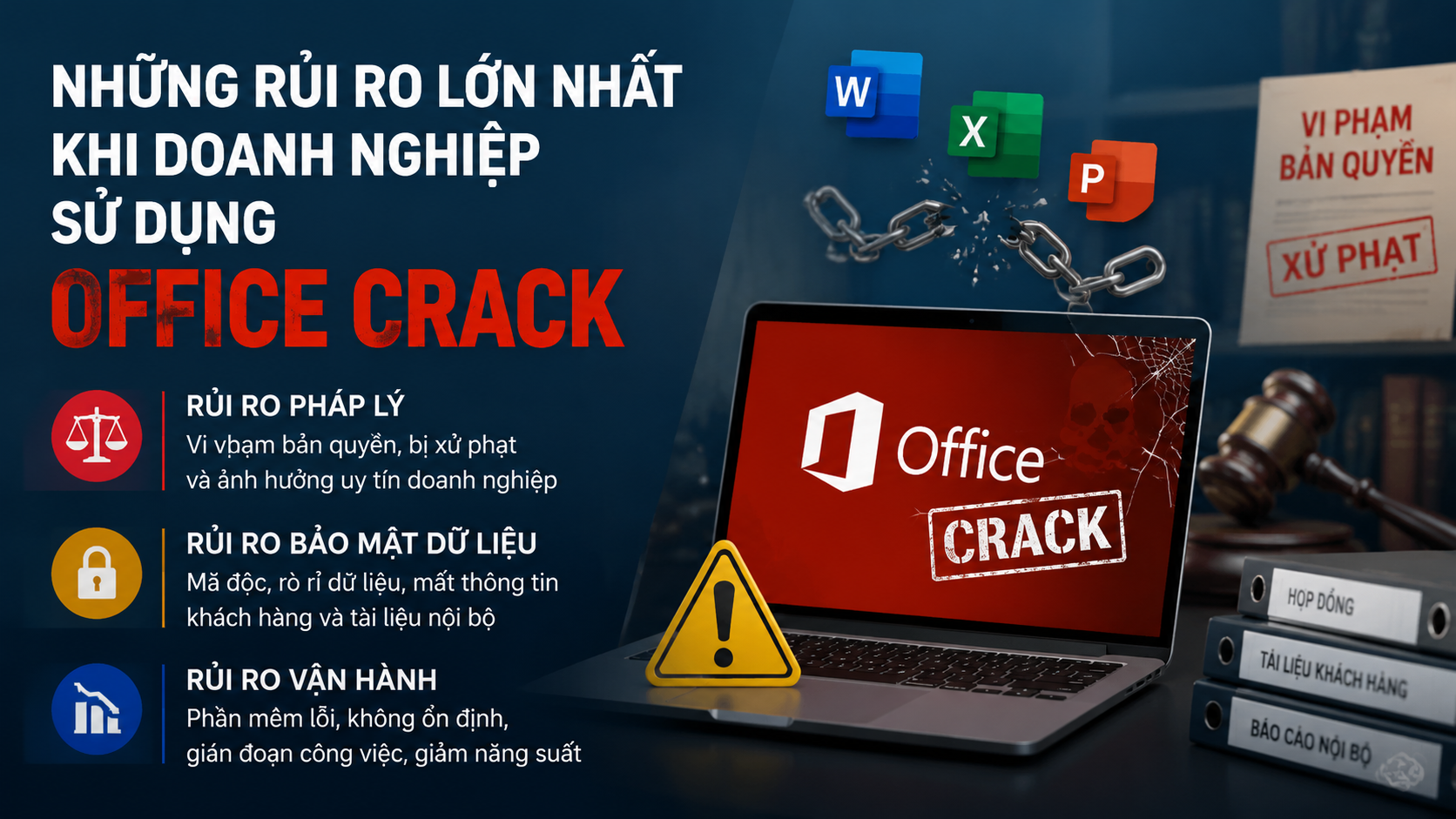 Những rủi ro lớn nhất khi doanh nghiệp sử dụng Office crack Những rủi ro lớn nhất khi doanh nghiệp sử dụng Office crack - dùng Office crack bị phạt không