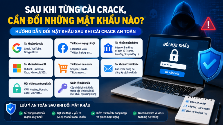 Sau khi từng cài crack, cần đổi những mật khẩu nào? Hướng dẫn đổi mật khẩu sau khi cài crack an toàn - đổi mật khẩu sau khi cài crack