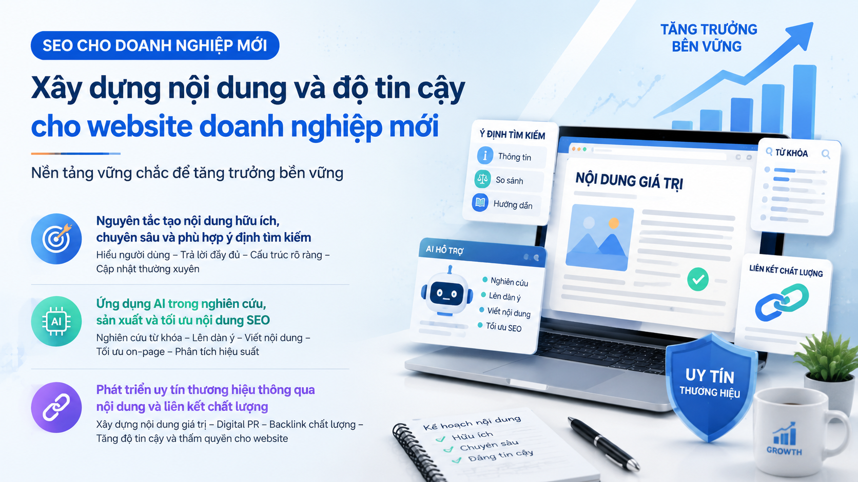 Xây dựng nội dung và độ tin cậy cho website doanh nghiệp mới - SEO cho doanh nghiệp mới