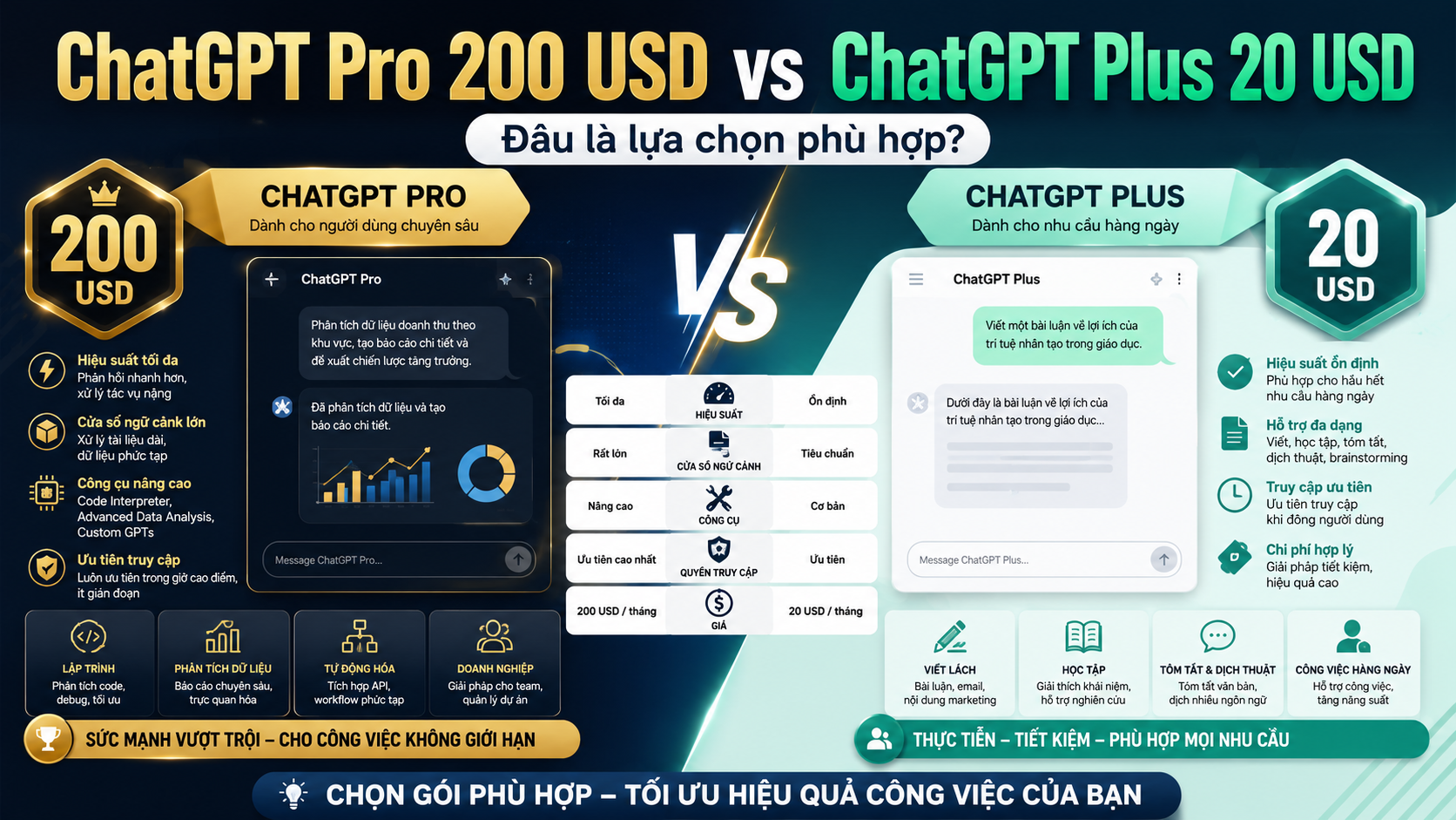 So Sánh ChatGPT Pro 200 USD Và ChatGPT Plus 20 USD: Đâu Là Lựa Chọn Phù Hợp? - ChatGPT Pro vs Plus, so sánh ChatGPT Pro, ChatGPT Plus 20 USD, Pro 200 USD