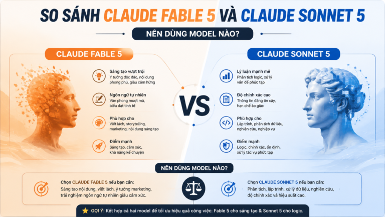 So sánh Claude Fable 5 và Claude Sonnet 5: Nên dùng model nào? - Fable 5 vs Sonnet 5, so sánh Claude 5, model Claude tốt nhất