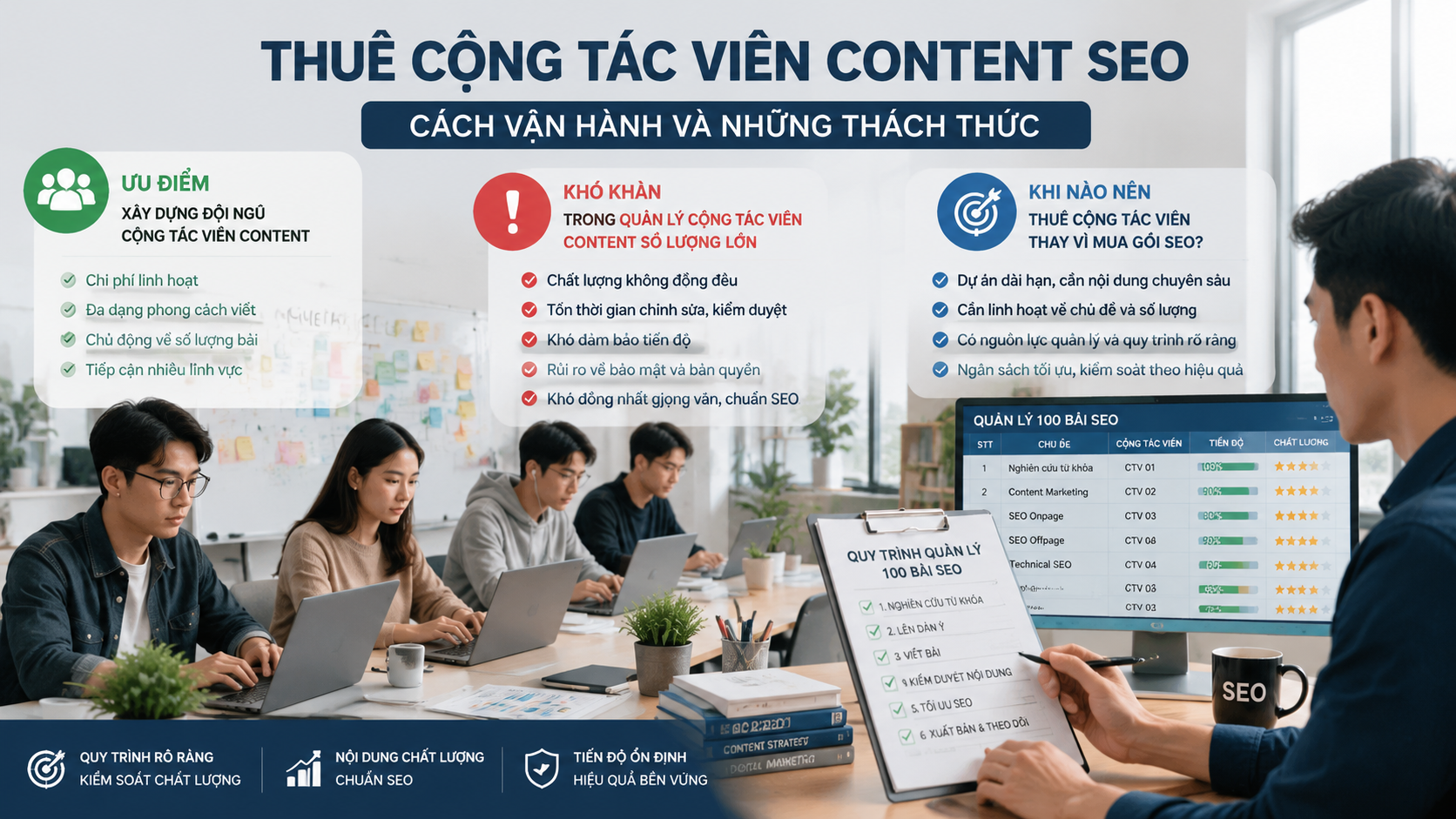 Thuê cộng tác viên content SEO: Cách vận hành và những thách thức - quy trình viết 100 bài SEO