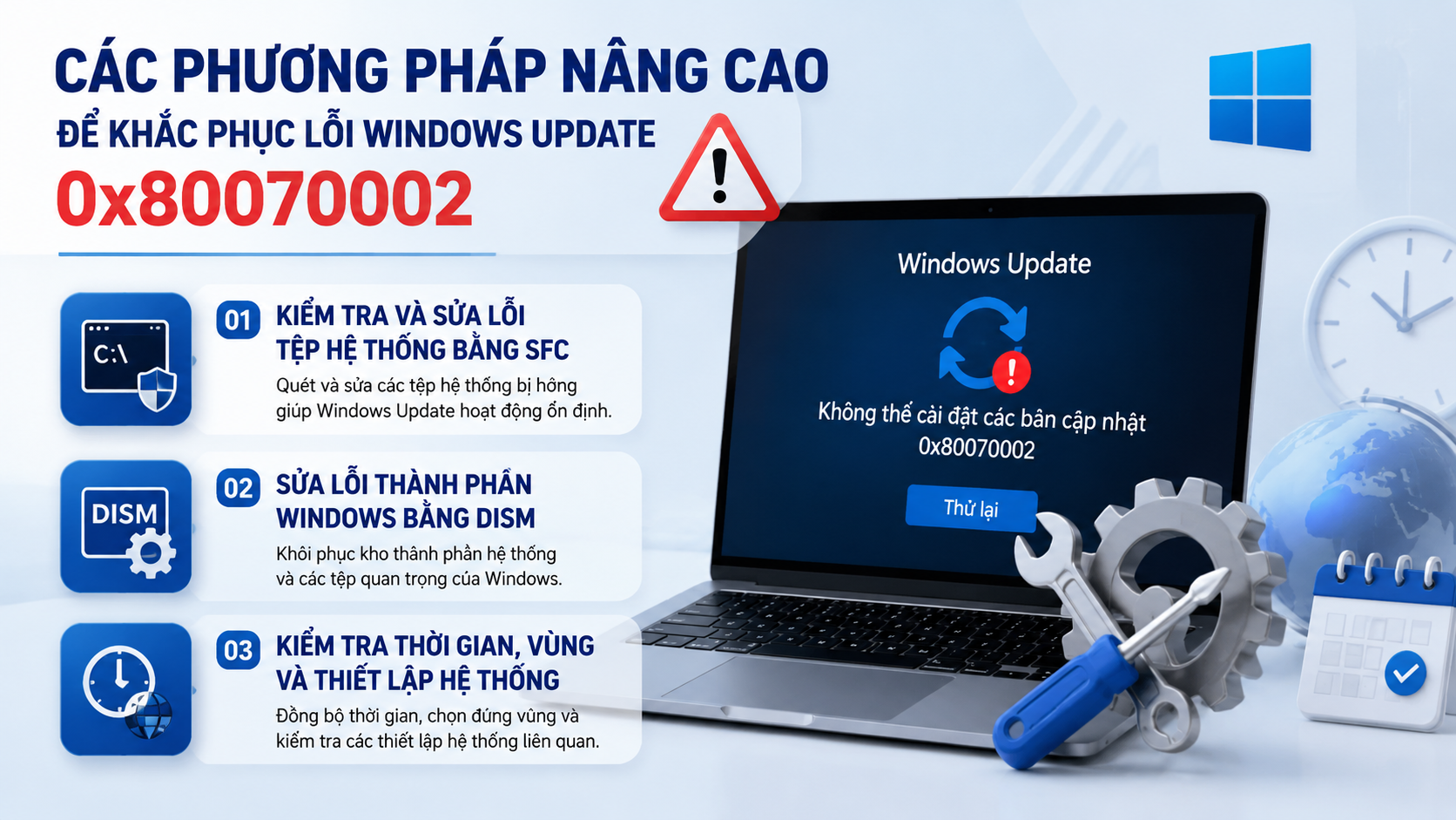 Các phương pháp nâng cao để khắc phục lỗi Windows Update 0x80070002 - sửa lỗi 0x80070002