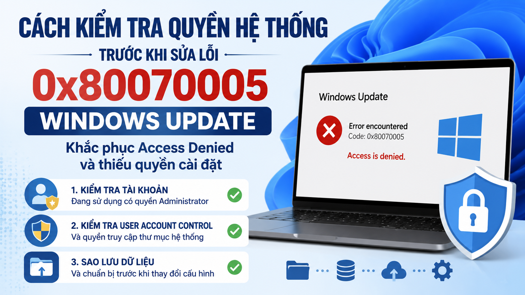 Cách kiểm tra quyền hệ thống trước khi sửa lỗi 0x80070005 Windows Update - sửa lỗi 0x80070005 Windows Update