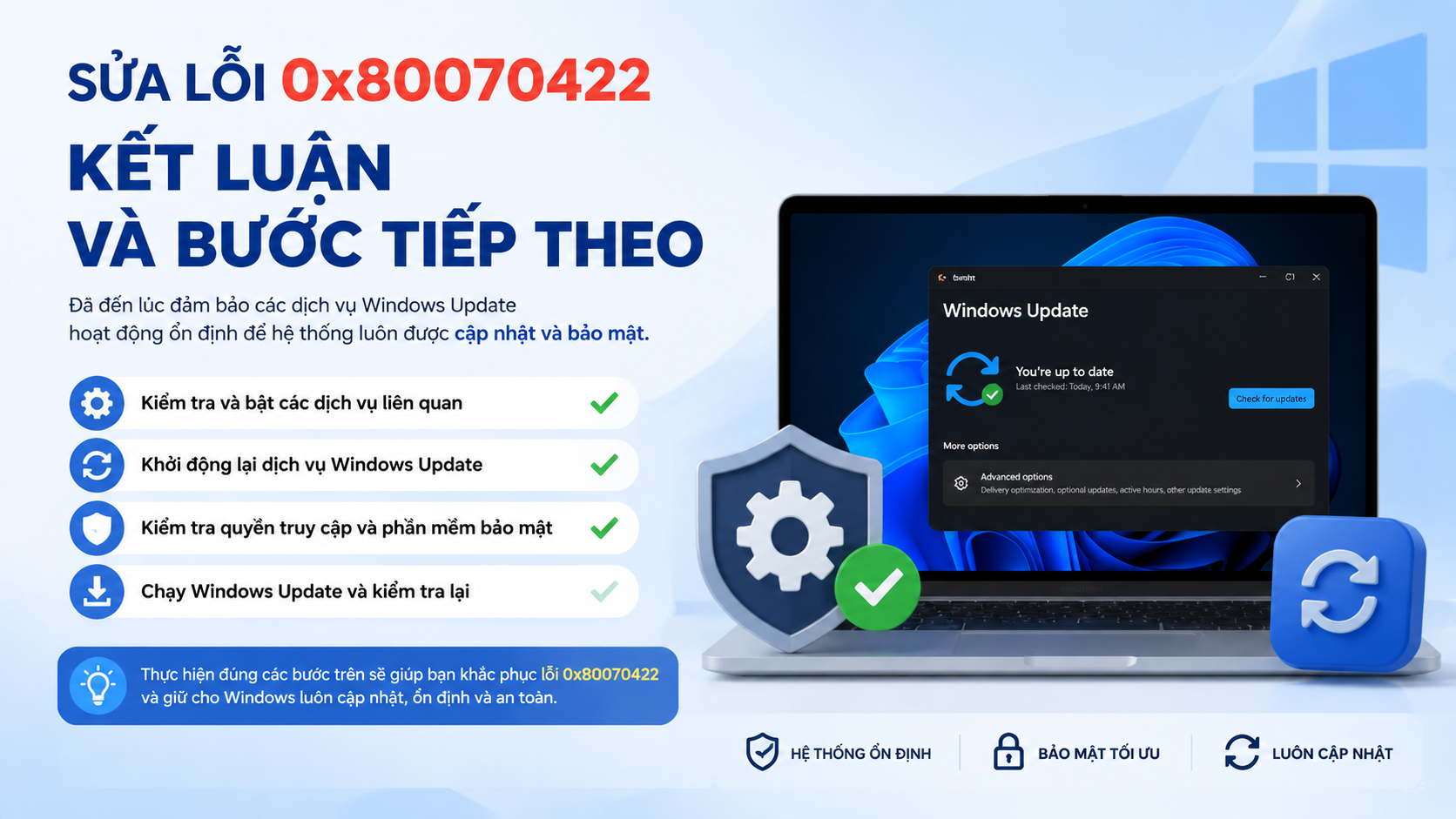 Kết luận và bước tiếp theo - sửa lỗi 0x80070422