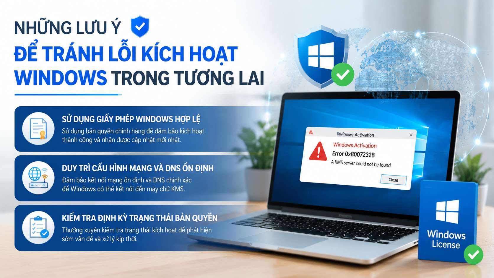 Những lưu ý để tránh lỗi kích hoạt Windows trong tương lai - sửa lỗi 0x8007232B