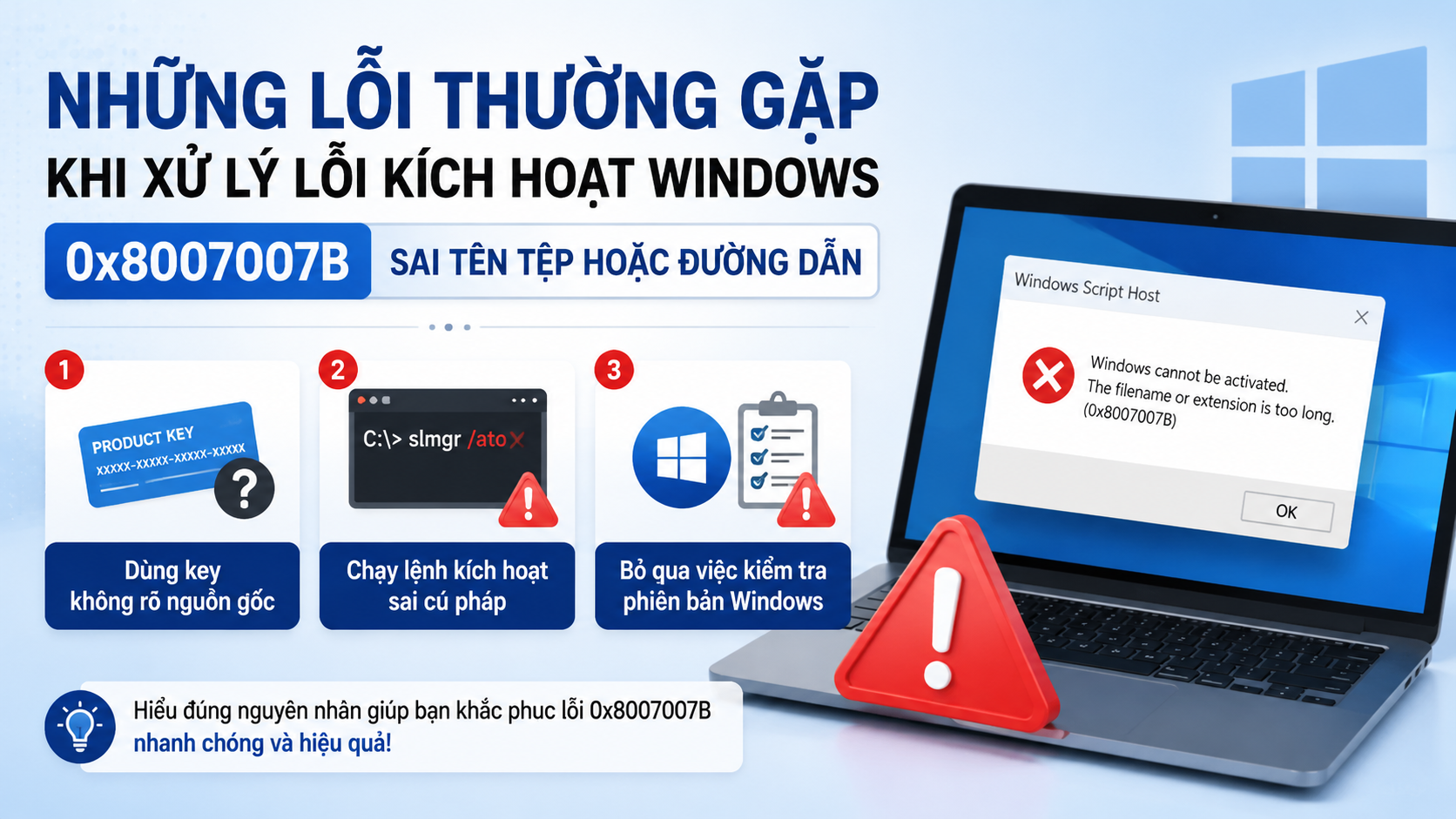 Những lỗi thường gặp khi xử lý lỗi kích hoạt Windows Những lỗi thường gặp khi xử lý lỗi kích hoạt Windows - sửa lỗi 0x8007007B