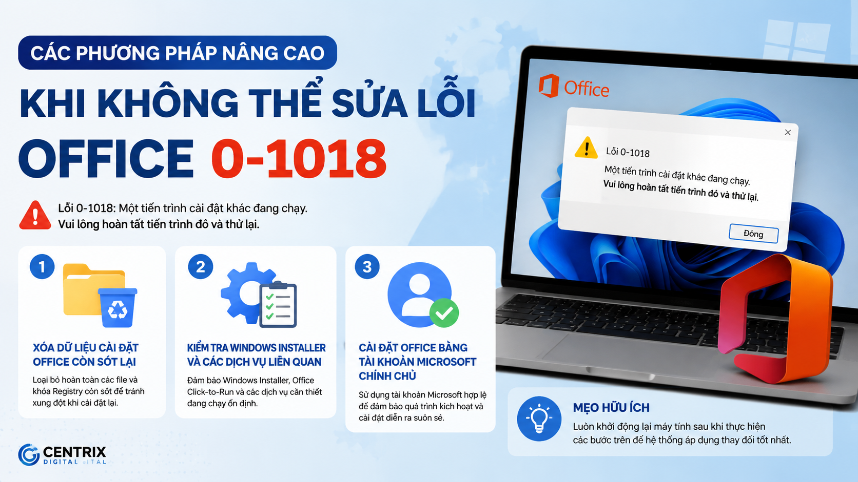 Các phương pháp nâng cao khi không thể sửa lỗi Office 0-1018 Các phương pháp nâng cao khi không thể sửa lỗi Office 0-1018 - sửa lỗi Office 0-1018