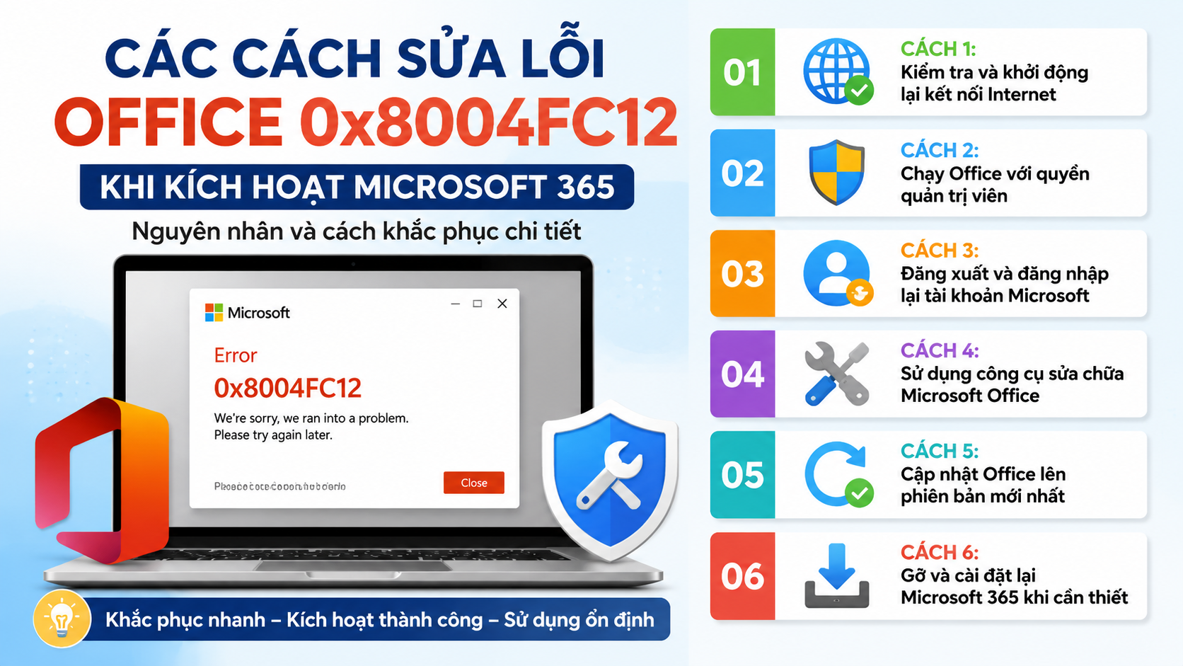 Các cách sửa lỗi Office 0x8004FC12 khi kích hoạt Microsoft 365 - sửa lỗi Office 0x8004FC12