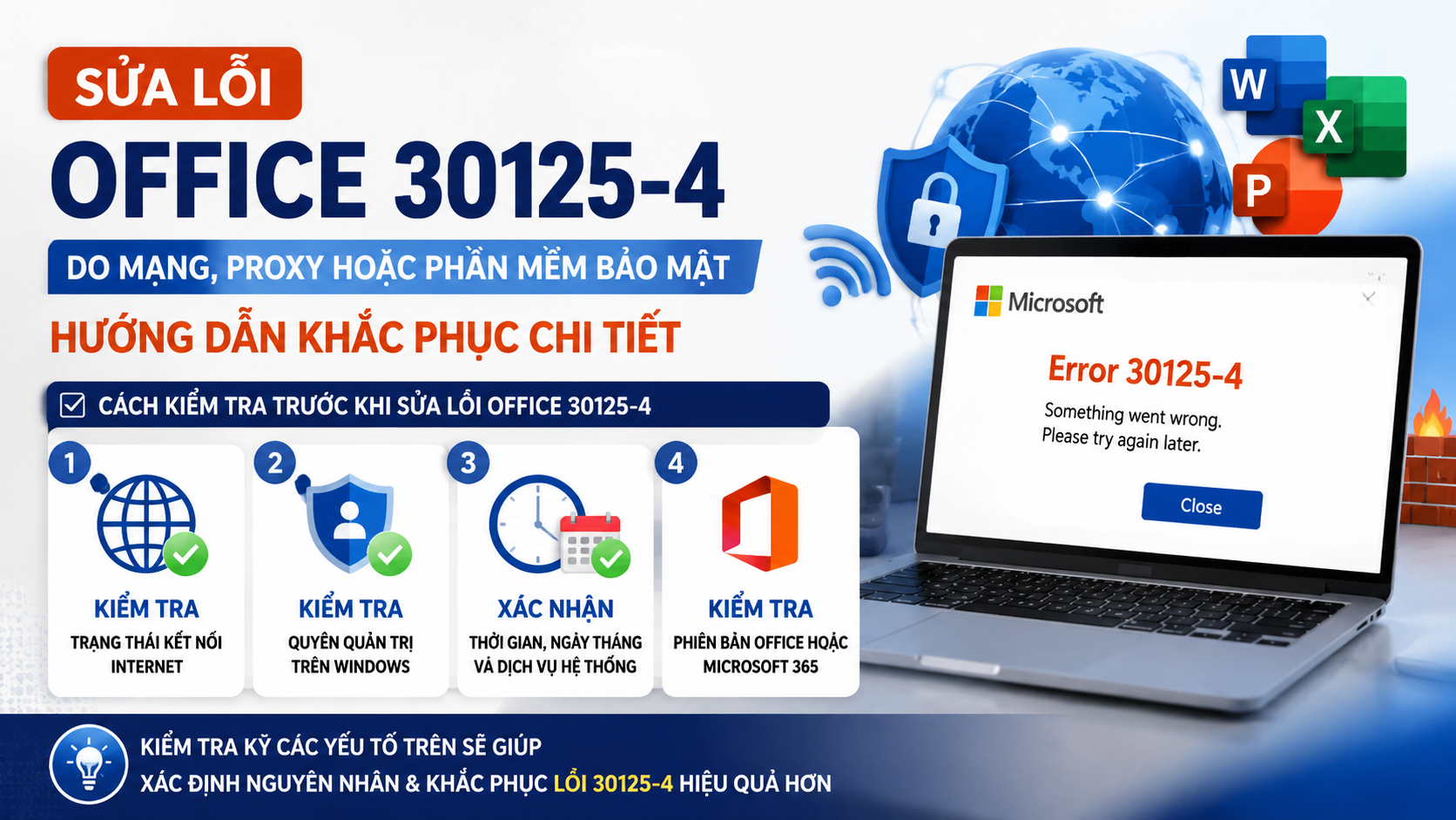 Cách kiểm tra trước khi sửa lỗi Office 30125-4 - sửa lỗi Office 30125-4