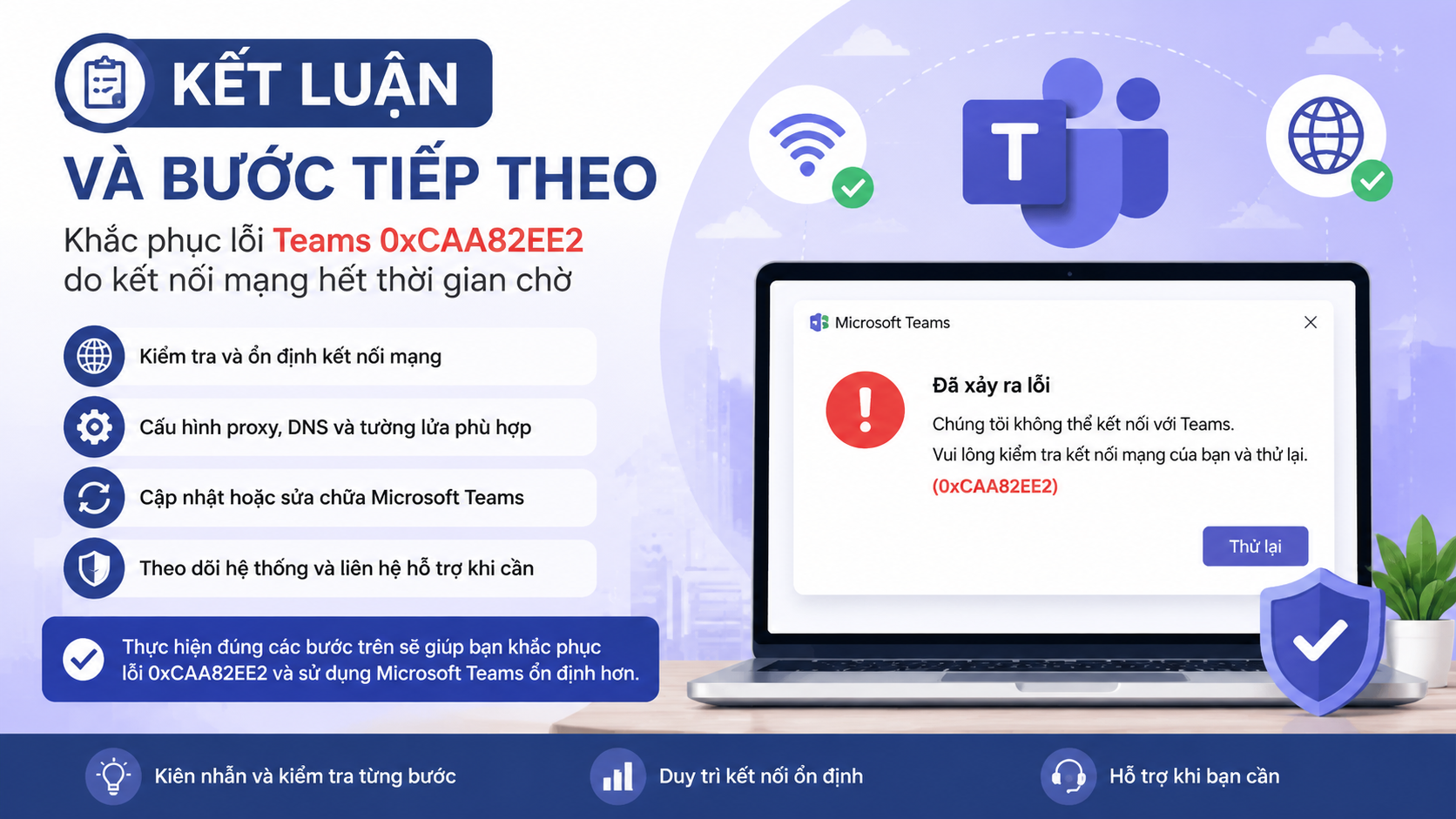 Kết luận và bước tiếp theo - sửa lỗi Teams 0xCAA82EE2
