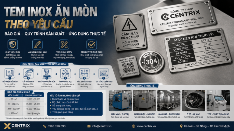 Tem inox ăn mòn theo yêu cầu – Báo giá, quy trình sản xuất và ứng dụng thực tế - Tem inox ăn mòn