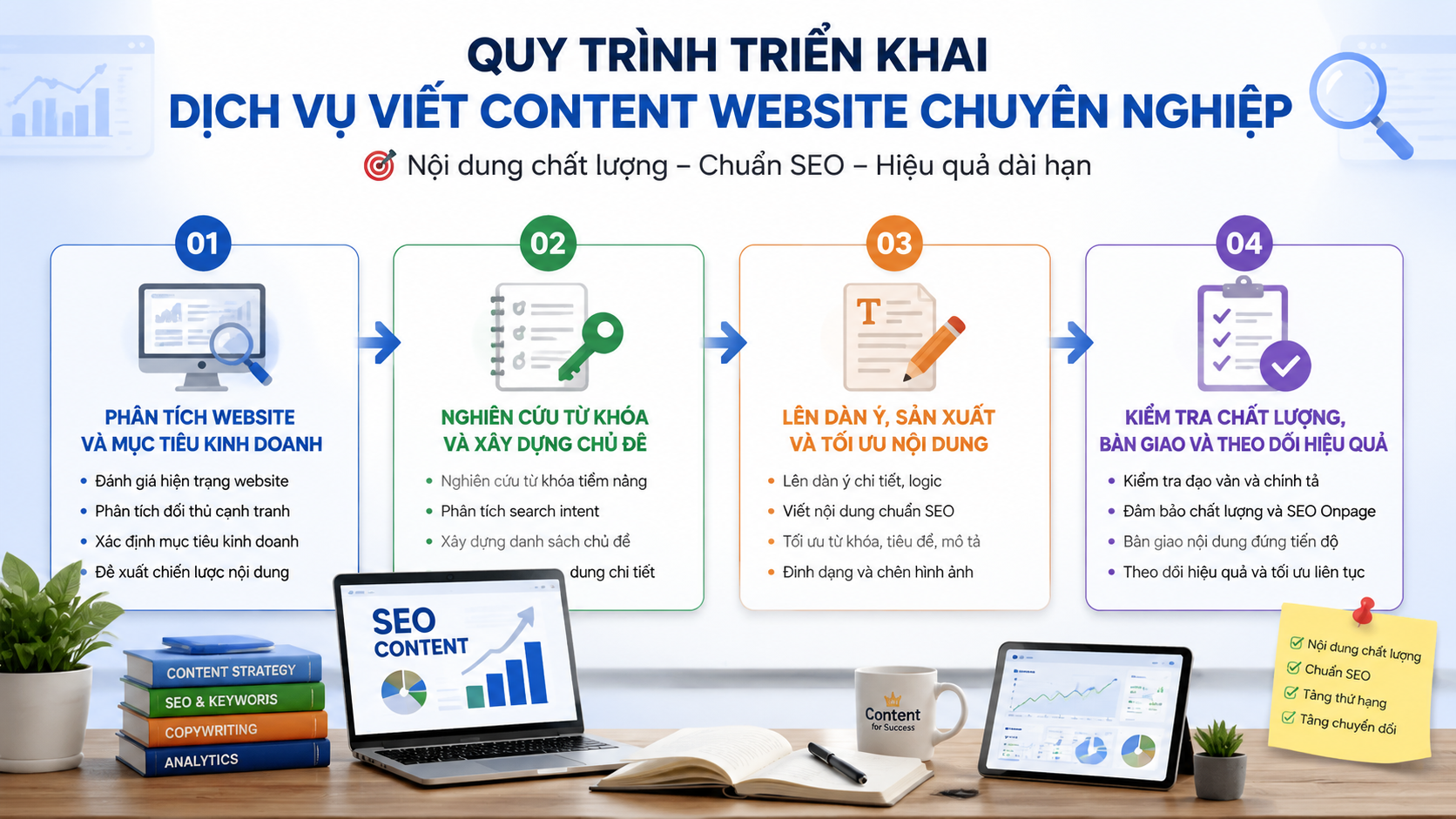 Quy trình triển khai dịch vụ viết content website chuyên nghiệp - dịch vụ viết content website