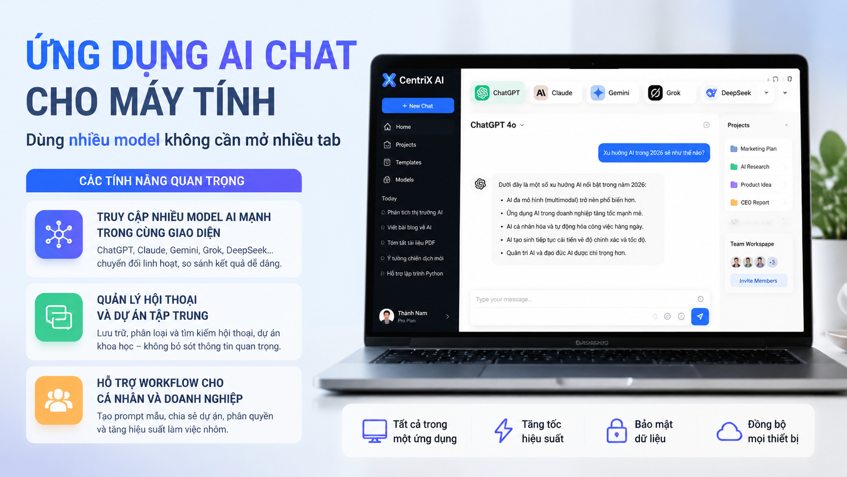 Các tính năng quan trọng của app AI cho máy tính chuyên nghiệp - ứng dụng AI chat, chatbot AI app, app AI cho máy tính