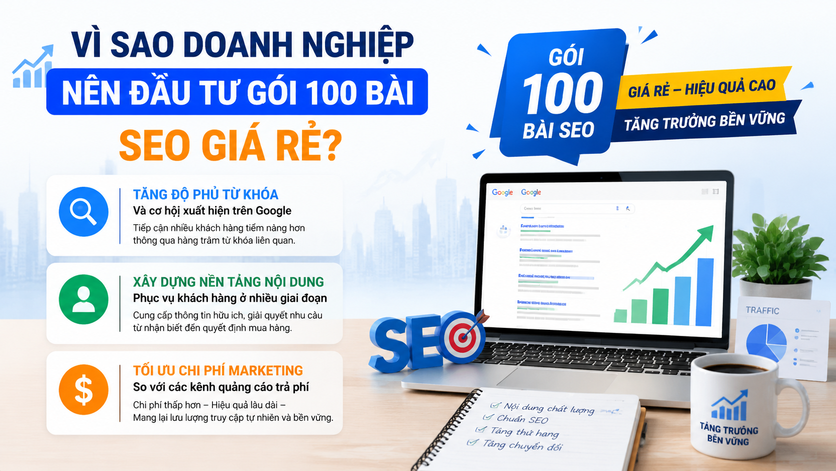 Vì sao doanh nghiệp nên đầu tư gói 100 bài SEO giá rẻ? - gói 100 bài SEO giá rẻ