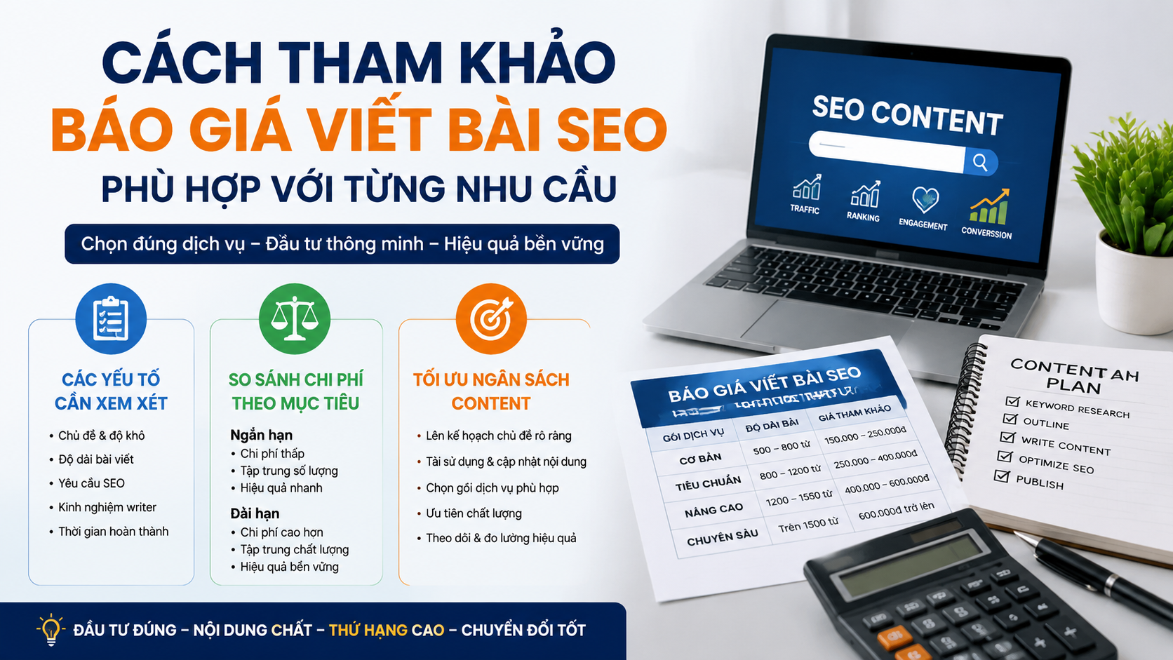 Cách tham khảo báo giá viết bài SEO phù hợp với từng nhu cầu - báo giá viết bài SEO