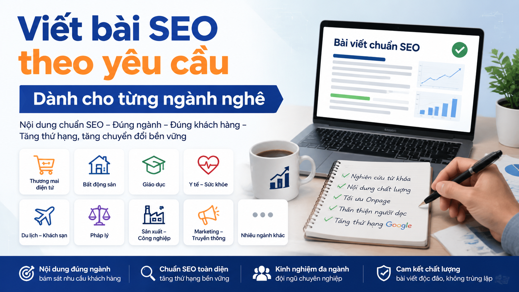 Viết bài SEO theo yêu cầu dành cho từng ngành nghề - dịch vụ viết bài blog