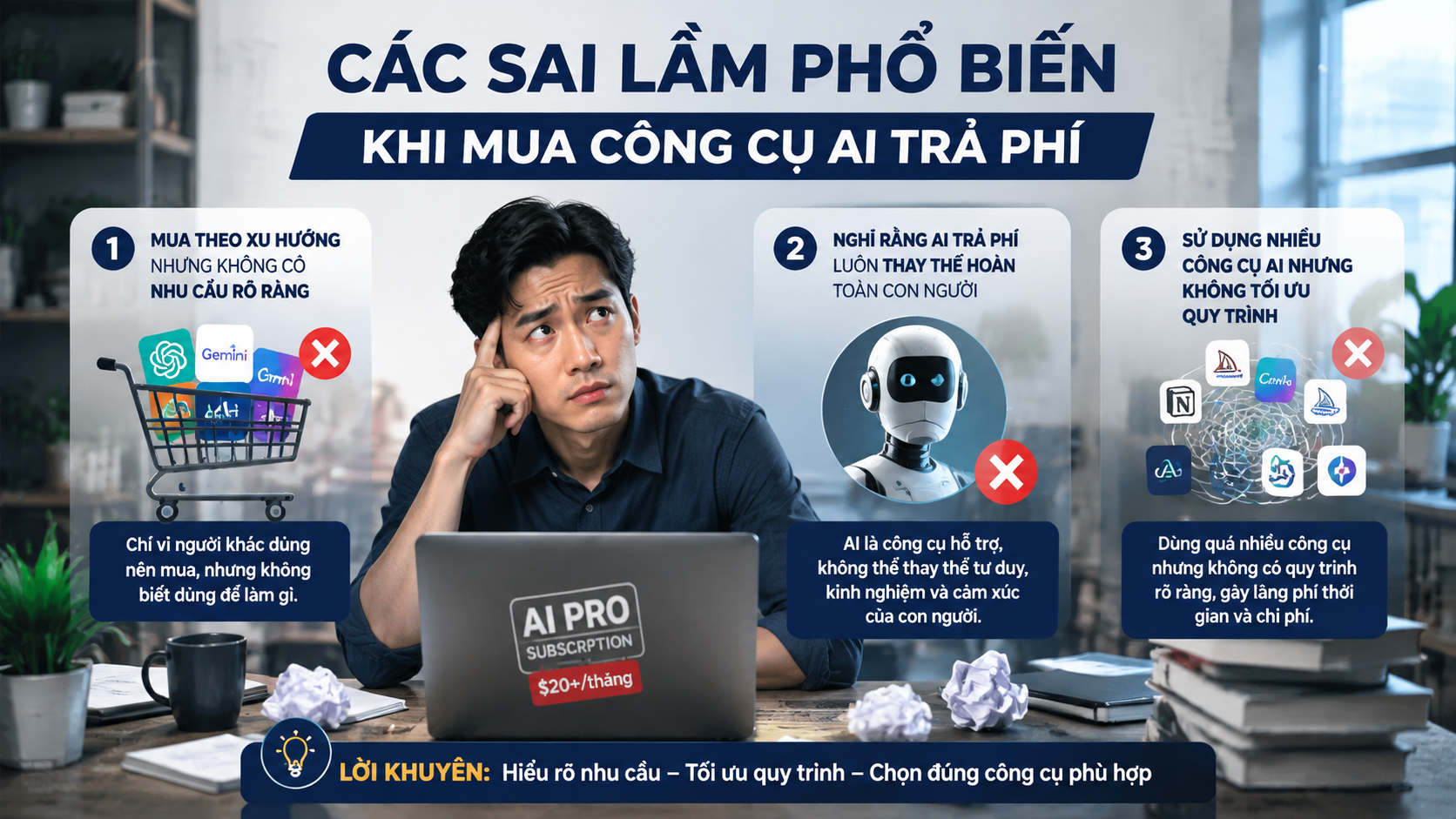 Các sai lầm phổ biến khi mua công cụ AI trả phí - ai không nên mua google ai pro