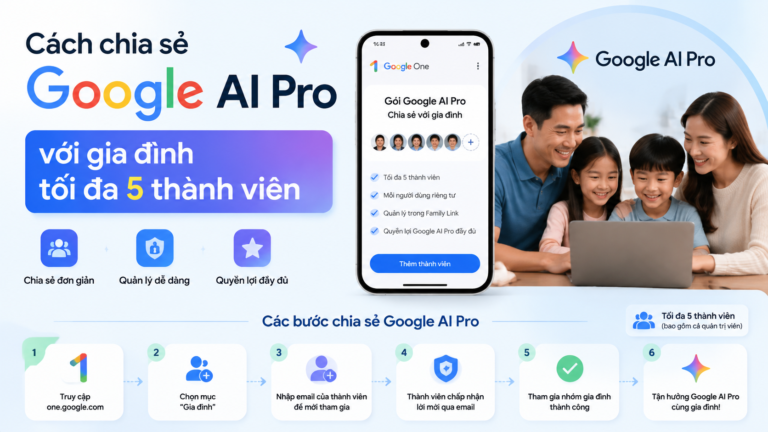 Cách chia sẻ Google AI Pro với gia đình tối đa 5 thành viên - chia sẻ google ai pro gia đình