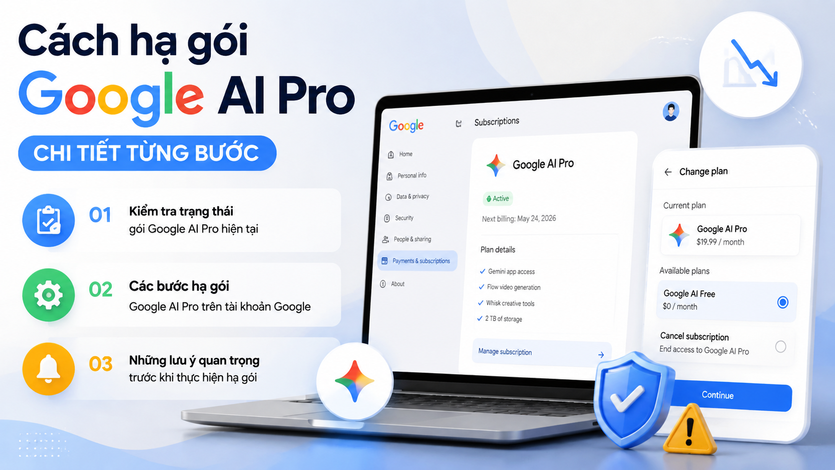Cách hạ gói Google AI Pro chi tiết từng bước - hạ gói google ai pro