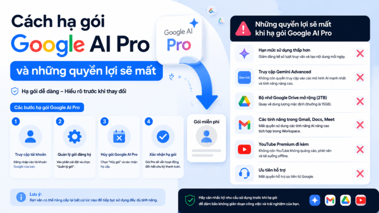 Cách hạ gói Google AI Pro và những quyền lợi sẽ mất - hạ gói google ai pro
