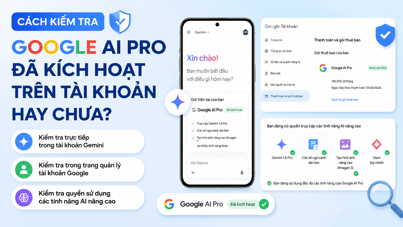 Cách kiểm tra Google AI Pro đã kích hoạt trên tài khoản Google - kiểm tra google ai pro đã kích hoạt