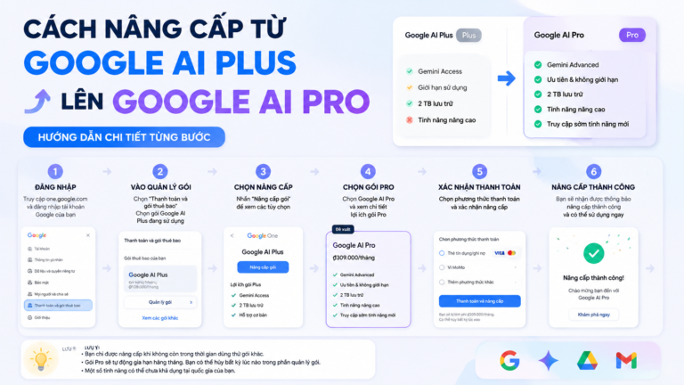 Cách nâng cấp từ Google AI Plus lên Google AI Pro: Hướng dẫn chi tiết từng bước - nâng cấp google ai plus lên pro