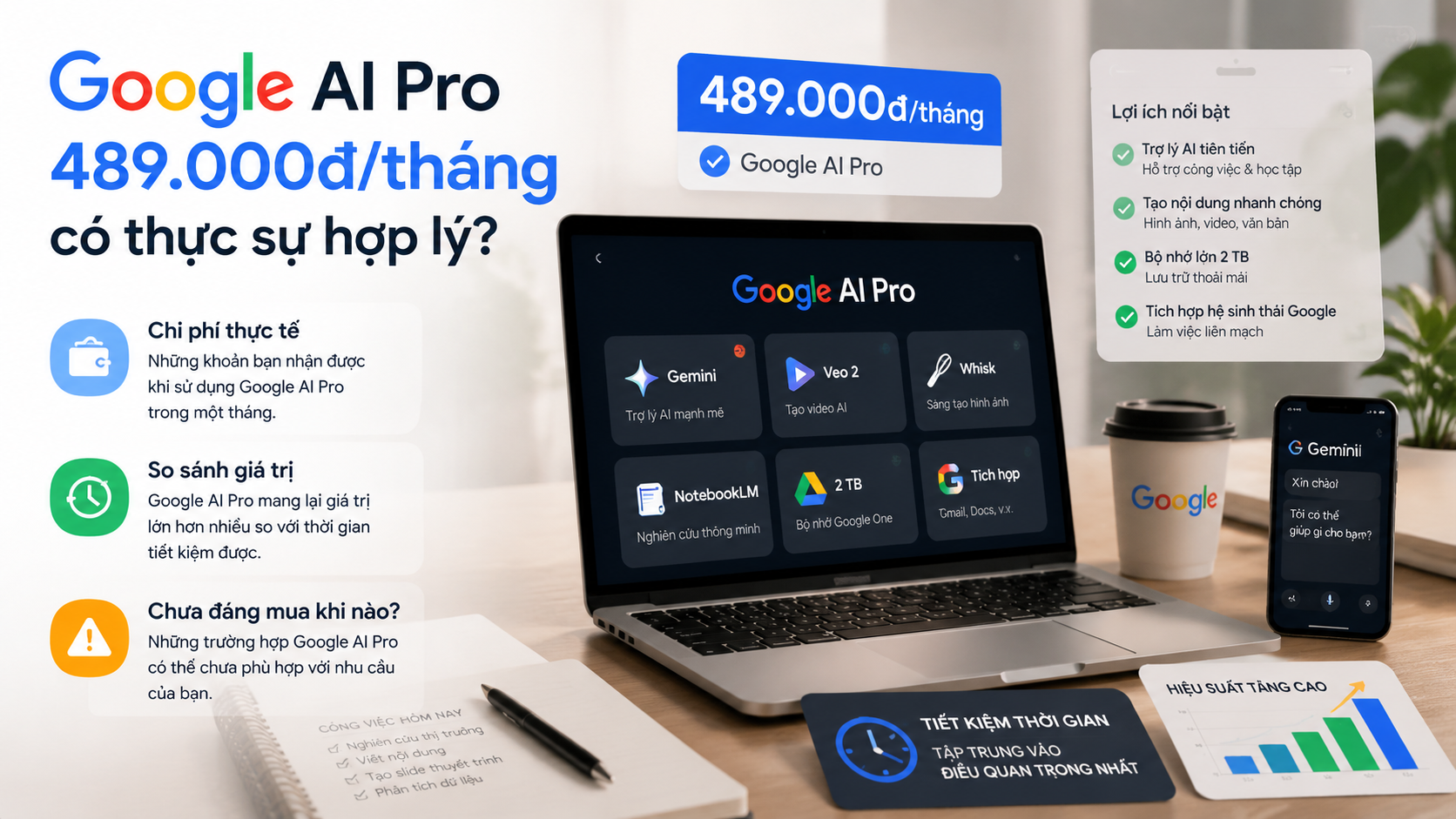 Giá Google AI Pro 489.000đ/tháng có thực sự hợp lý? - đánh giá google ai pro