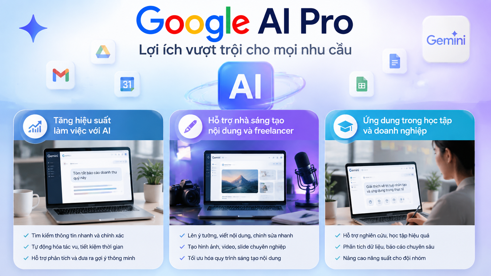 Google AI Pro mang lại những lợi ích gì cho người dùng? - gemini advanced và google ai pro