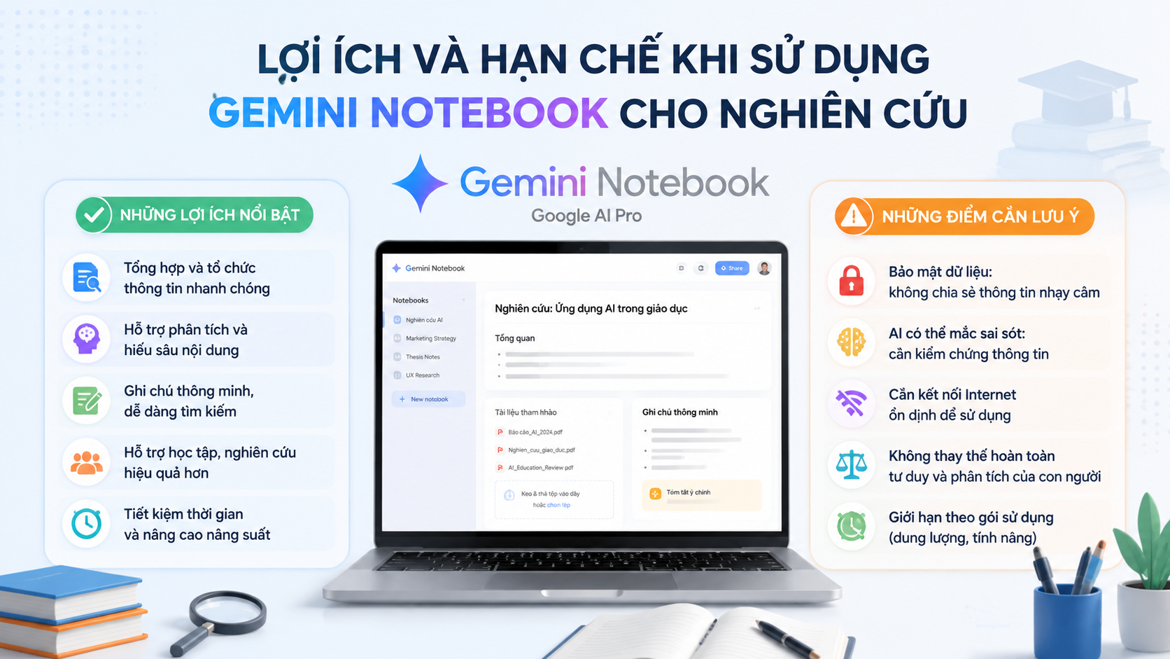 Lợi ích và hạn chế khi sử dụng Gemini Notebook cho nghiên cứu - gemini notebook google ai pro