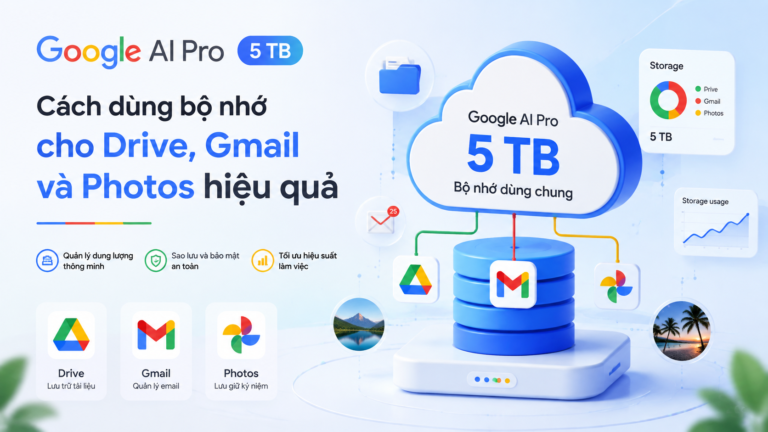 Google AI Pro 5 TB: Cách dùng bộ nhớ cho Drive, Gmail và Photos hiệu quả - google ai pro 5tb