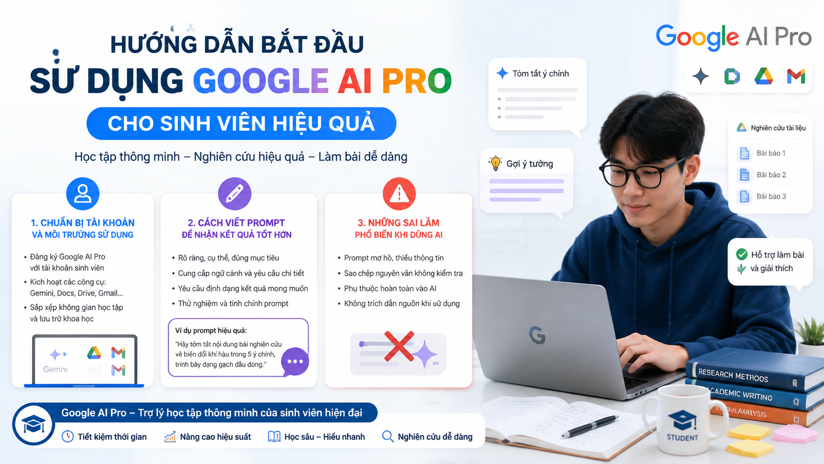 Hướng dẫn bắt đầu sử dụng Google AI Pro cho sinh viên hiệu quả - google ai pro cho sinh viên