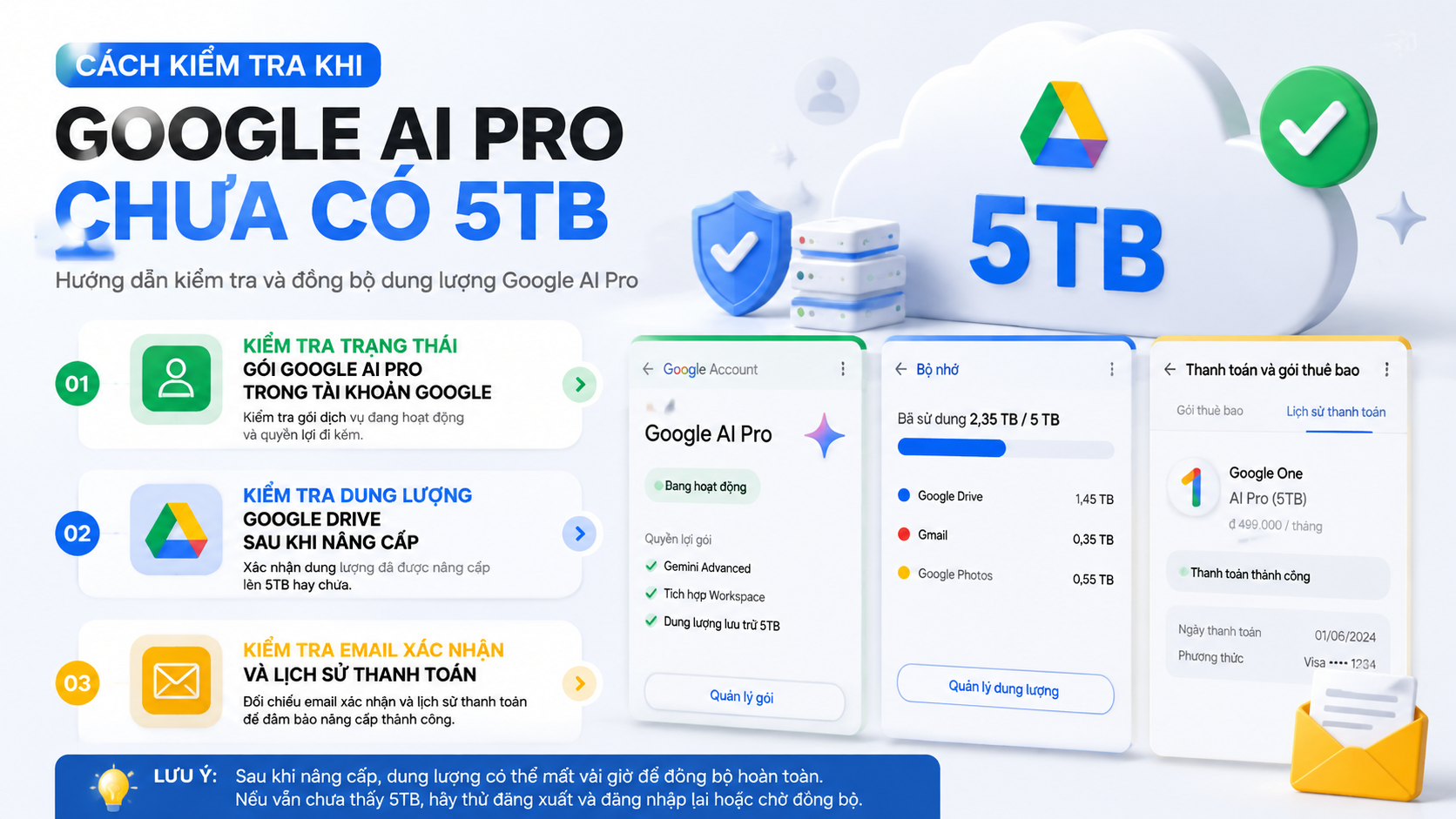 Cách kiểm tra khi Google AI Pro chưa có 5TB - google ai pro chưa có 5tb