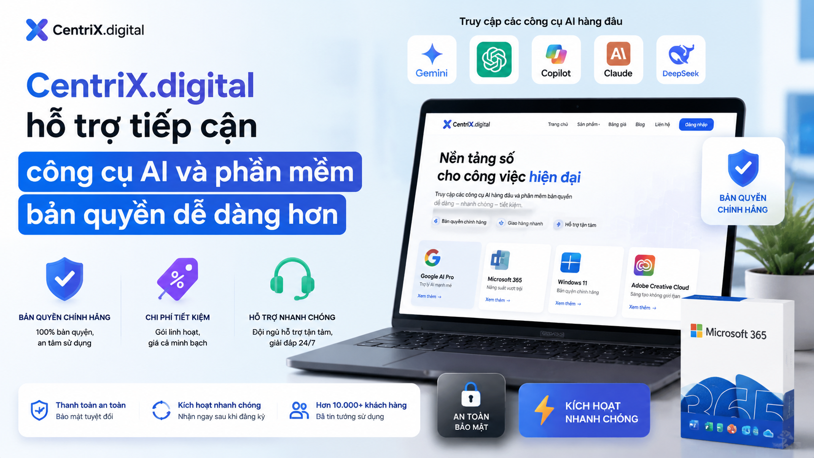 CentriX.digital hỗ trợ tiếp cận công cụ AI và phần mềm bản quyền dễ dàng hơn - google ai pro có đáng mua không