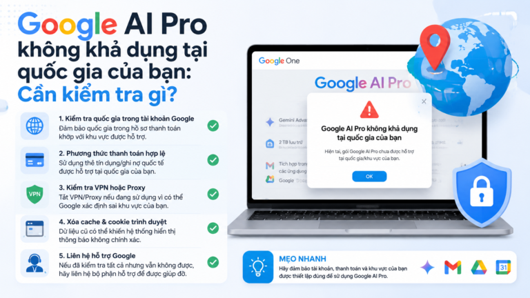 Google AI Pro không khả dụng tại quốc gia của bạn: Cần kiểm tra gì? - google ai pro không khả dụng